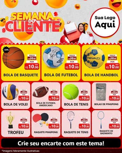 Modelo de Rede Social para Feed Instagram com o tema Semana do Cliente para Artigos Esportivos