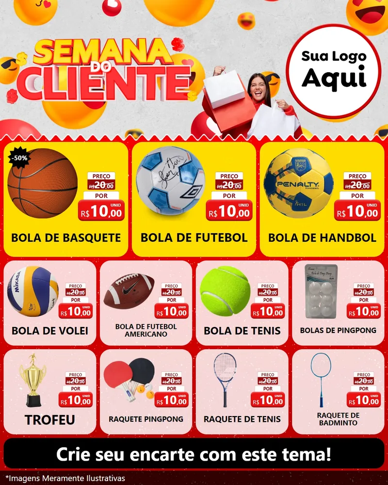Modelo de Rede Social para Feed Instagram com o tema Semana do Cliente para Artigos Esportivos