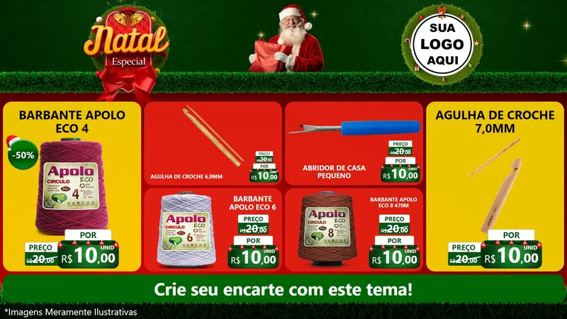 Modelo de TV para TV Horizontal com o tema Natal Especial para Armarinho e Aviamentos