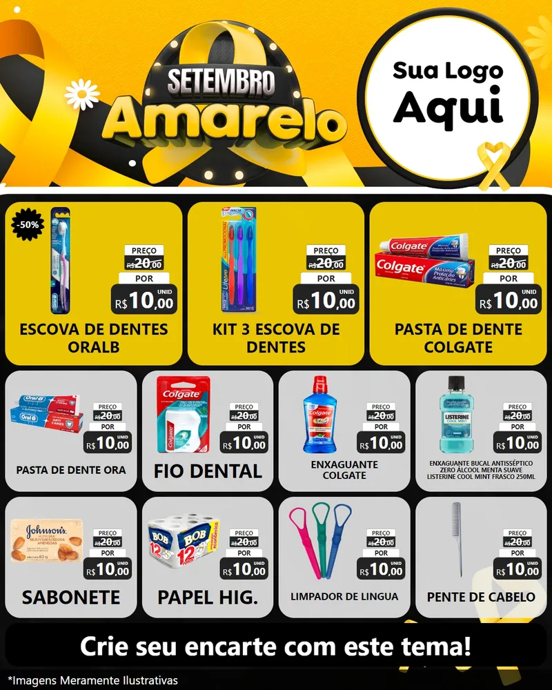 Modelo de Rede Social para Feed Instagram com o tema Setembro Amarelo para Higiene Pessoal