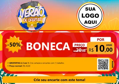 Modelo de Cartaz para Cartaz A4 Horizontal com o tema Verão de Ofertas para Brinquedos