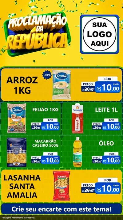Modelo de TV para TV Vertical com o tema Proclamação da República para Supermercado