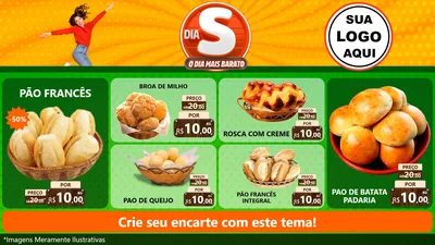 Modelo de TV para TV Horizontal com o tema Dia S - O Dia Mais Barato para Padaria