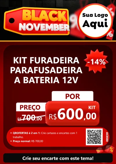 Modelo de Cartaz para Cartaz A4 Vertical com o tema Black November para Maquinas e Ferramentas