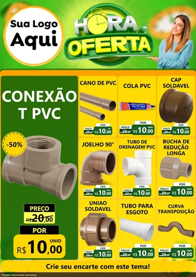 Modelo de Encarte para Encarte A4 Vertical com o tema Hora da Oferta para Tubos e conexões