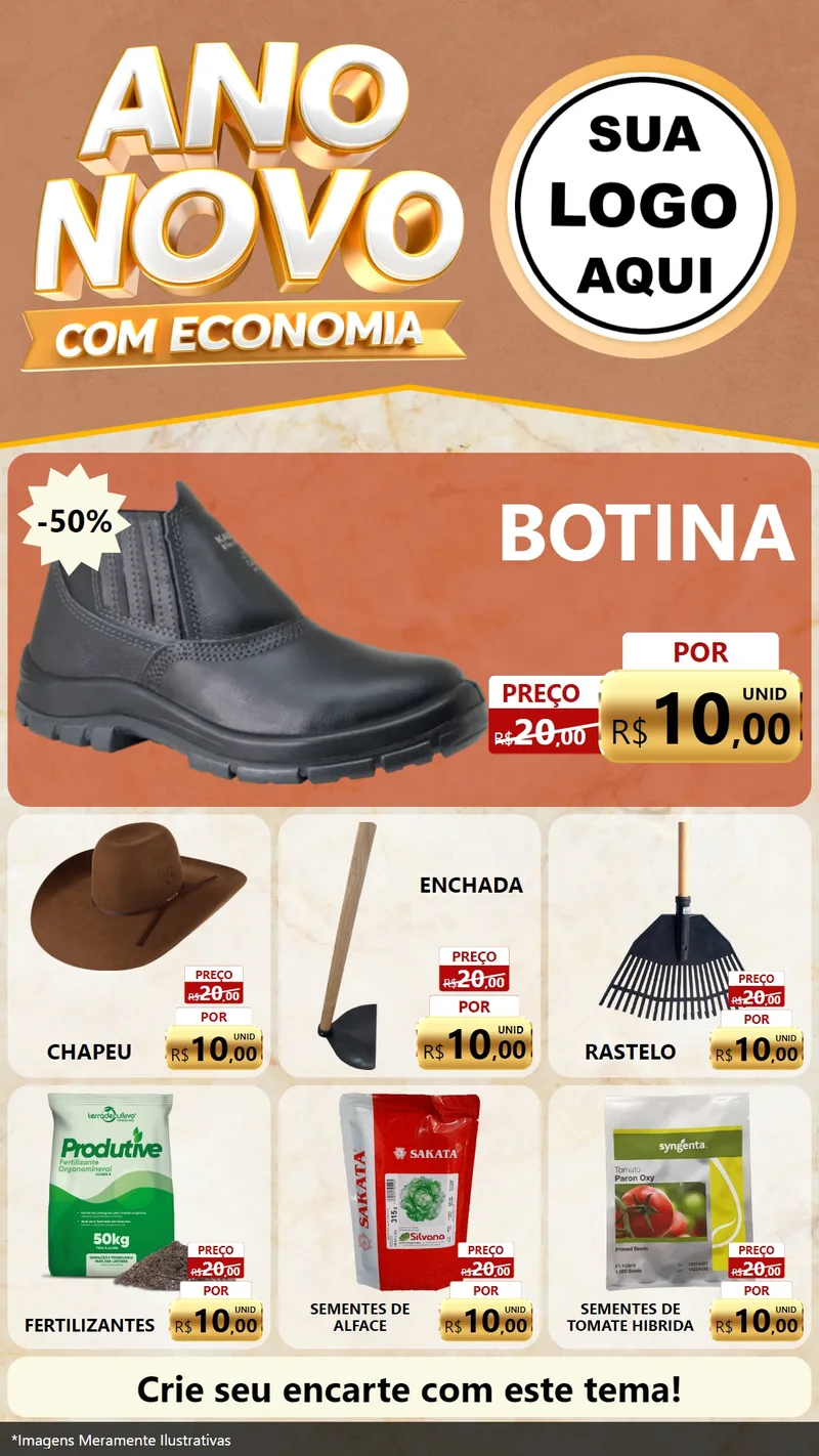 Modelo de Rede Social para Stories com o tema Ano Novo Com Economia para Agropecuária