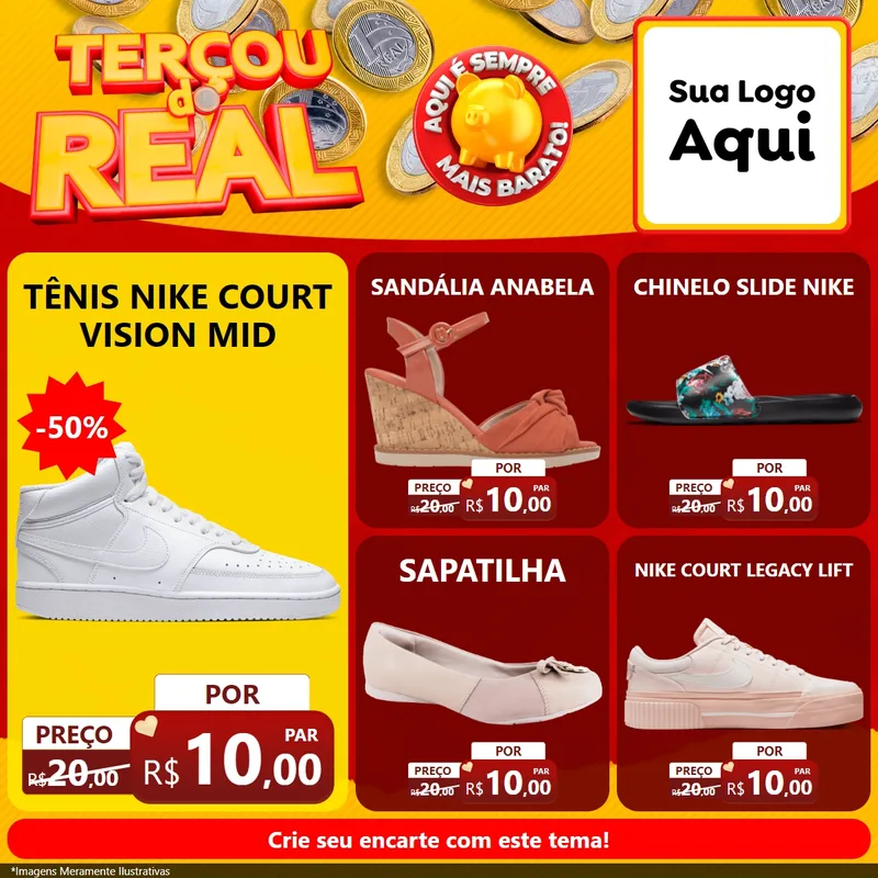 Modelo de Rede Social para Feed Facebook com o tema Terçou do Real para Calçados