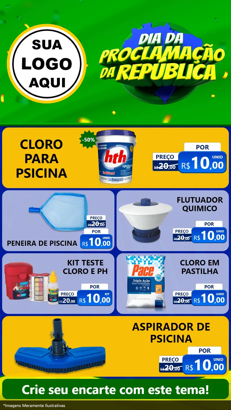 Modelo de TV para TV Vertical com o tema Dia Da Proclamação Da República para Produtos para Piscina