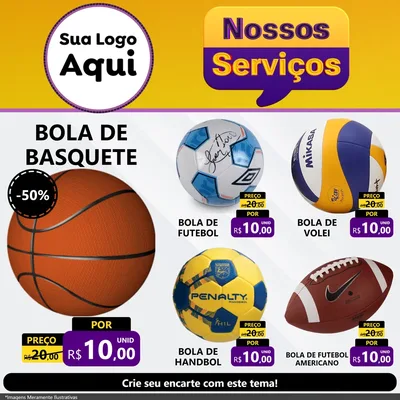 Modelo de Rede Social para Feed Facebook com o tema Nossos Serviços para Artigos Esportivos