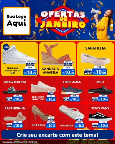 Modelo de Rede Social para Feed Instagram com o tema Ofertas de Janeiro para Calçados