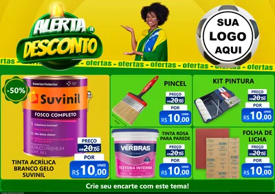 Modelo de Encarte para Encarte A4 Horizontal com o tema Alerta de Desconto para Tintas e Ferramentas