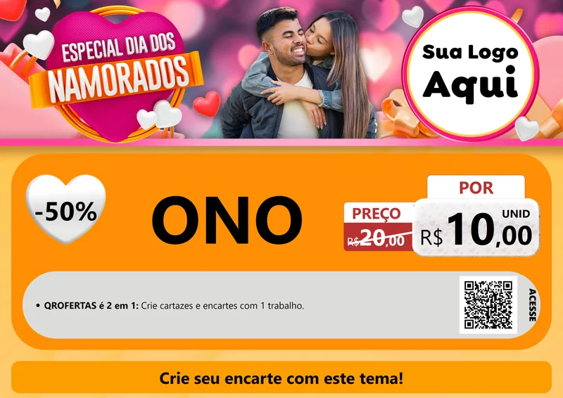 Modelo de Cartaz para Cartaz A4 Horizontal com o tema Especial Dia dos Namorados para Óticas
