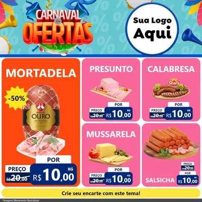 Modelo de Rede Social para Feed Facebook com o tema Carnaval de Ofertas para Frios e Laticínios