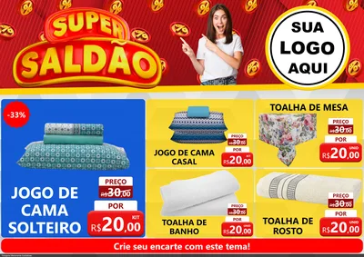 Modelo de Encarte para Encarte A4 Horizontal com o tema Super Saldão para Cama, Mesa e Banho