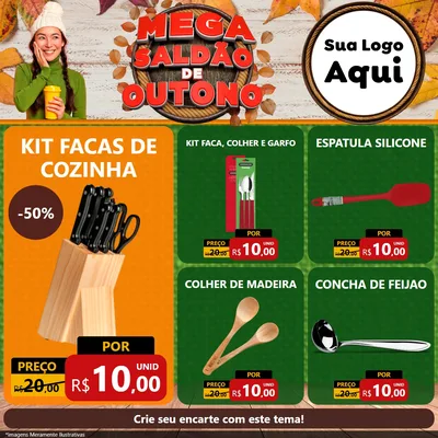 Modelo de Rede Social para Feed Facebook com o tema Mega Saldão de Outono para Utilidades Domésticas