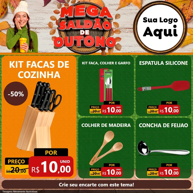 Modelo de Rede Social para Feed Facebook com o tema Mega Saldão de Outono para Utilidades Domésticas