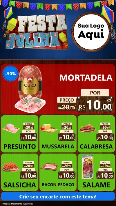 Modelo de Rede Social para Stories com o tema Festa Julina para Frios e Laticínios