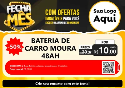 Modelo de Cartaz para Cartaz A4 Horizontal com o tema Fecha Mês para Baterias Elétricas