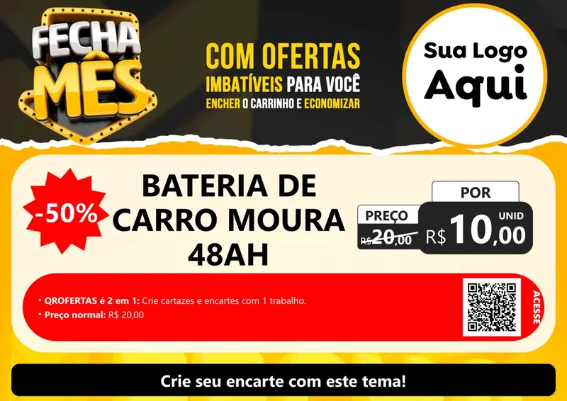 Modelo de Cartaz para Cartaz A4 Horizontal com o tema Fecha Mês para Baterias Elétricas