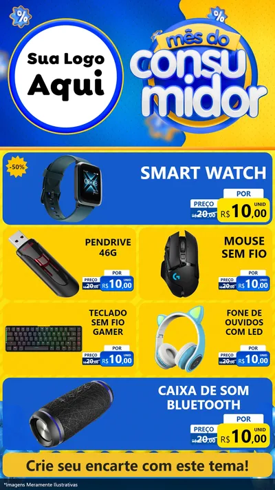 Modelo de TV para TV Vertical com o tema Mês do Consumidor para Informática