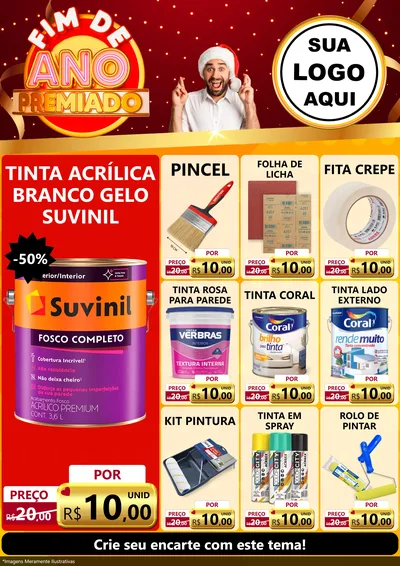 Modelo de Encarte para Encarte A4 Vertical com o tema Fim de Ano Premiado para Tintas e Ferramentas