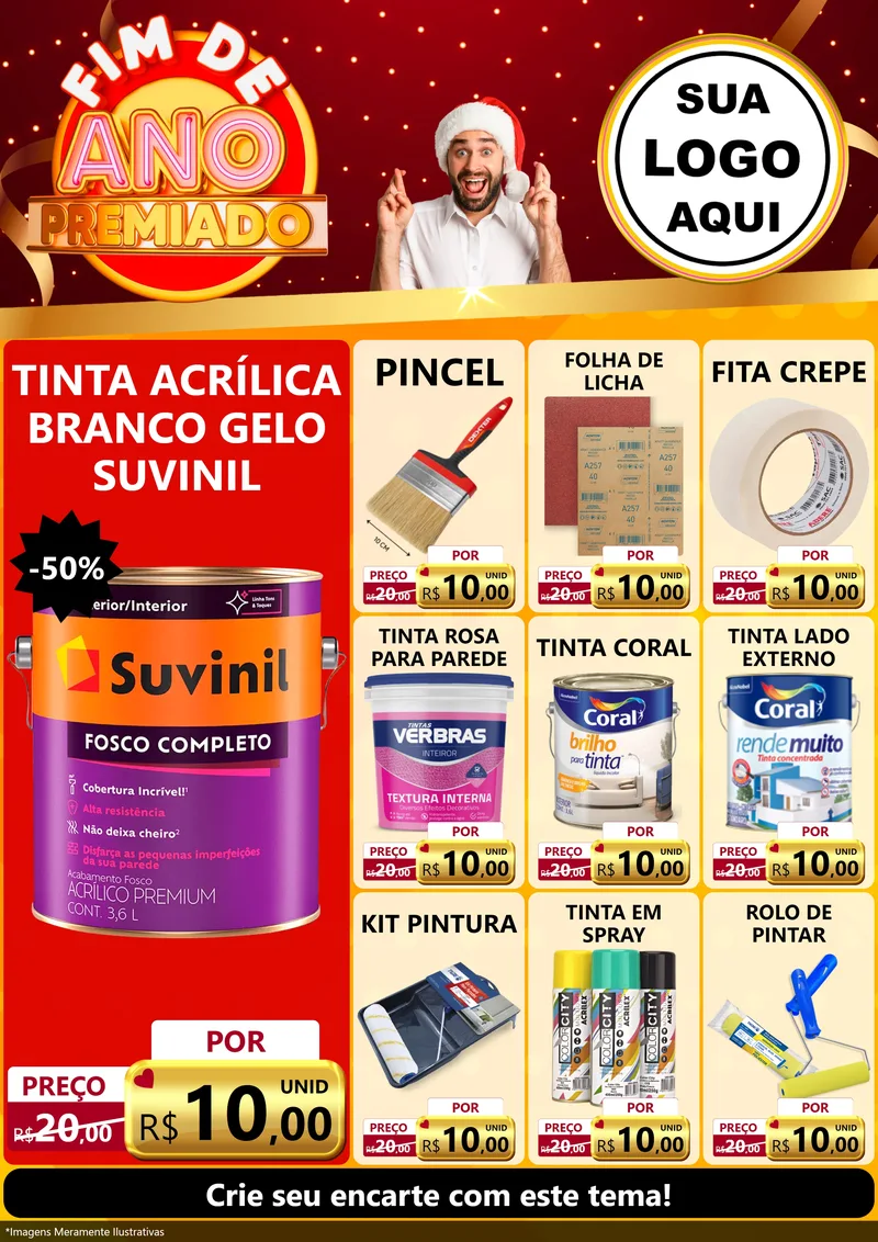 Modelo de Encarte para Encarte A4 Vertical com o tema Fim de Ano Premiado para Tintas e Ferramentas