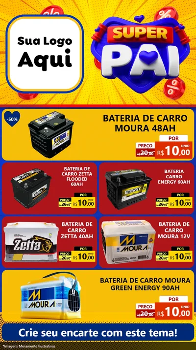 Modelo de TV para TV Vertical com o tema Super Pai para Baterias Elétricas