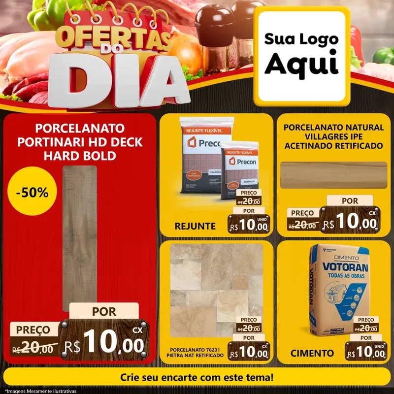 Modelo de Rede Social para Feed Facebook com o tema Ofertas do Dia para Pisos e revestimentos