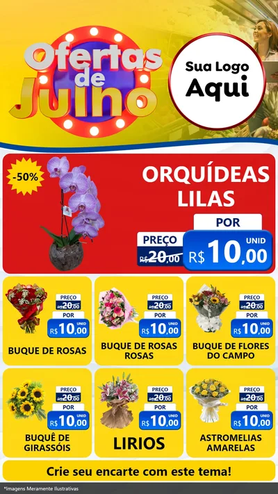 Modelo de Rede Social para Stories com o tema Ofertas de Julho para Floricultura e jardim