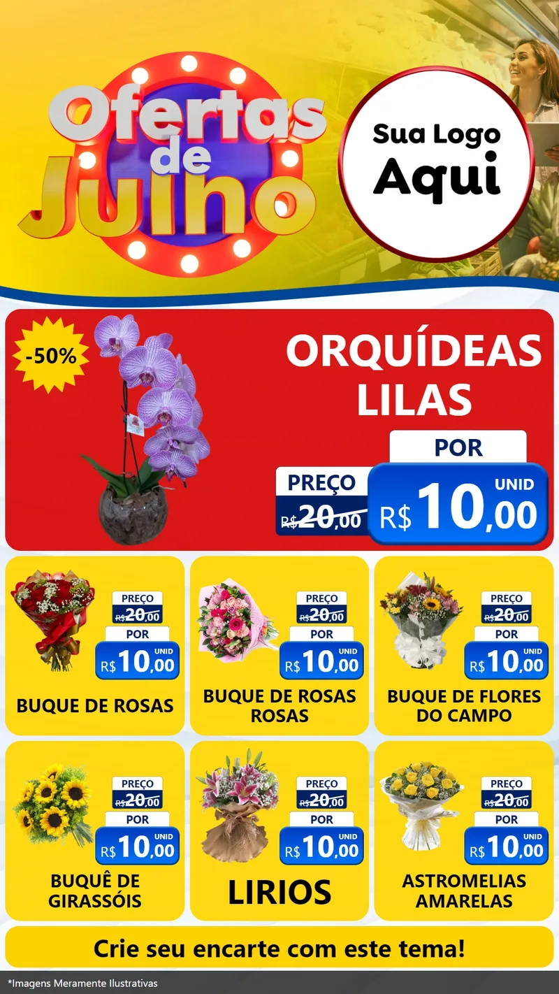 Modelo de Rede Social para Stories com o tema Ofertas de Julho para Floricultura e jardim