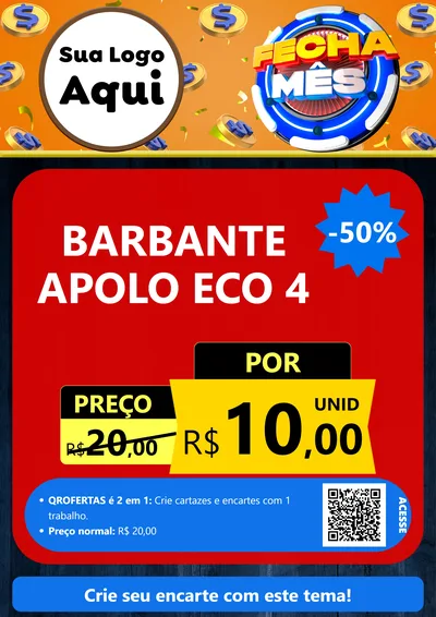 Modelo de Cartaz para Cartaz A4 Vertical com o tema Fecha Mês para Armarinho e Aviamentos