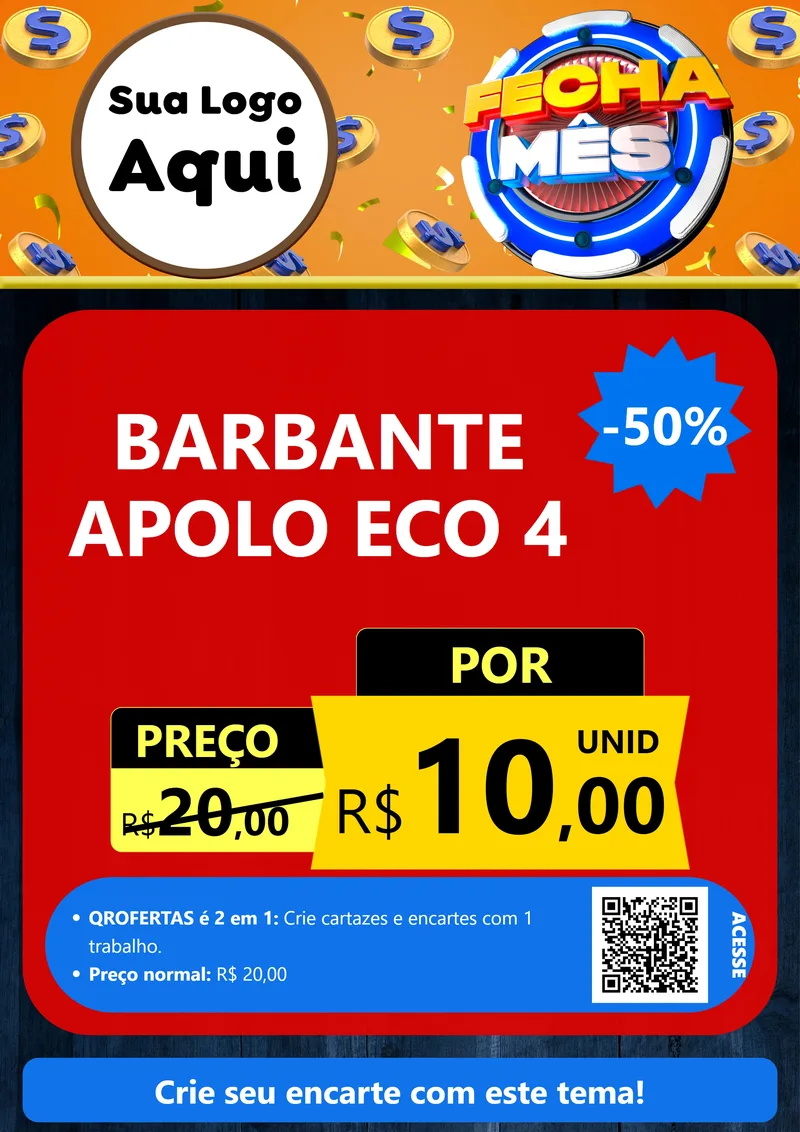 Modelo de Cartaz para Cartaz A4 Vertical com o tema Fecha Mês para Armarinho e Aviamentos