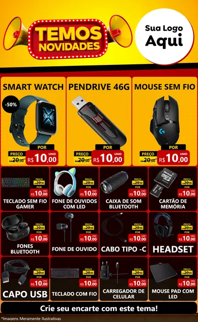 Modelo de Encarte para Encarte Grande com o tema Temos Novidades para Informática