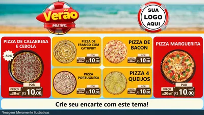 Modelo de TV para TV Horizontal com o tema Verão Imbatível para Pizzaria