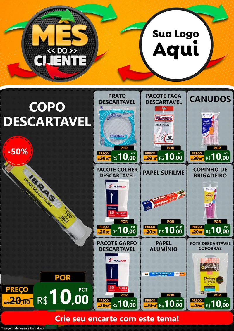 Modelo de Encarte para Encarte A4 Vertical com o tema Mês do Cliente para Embalagens