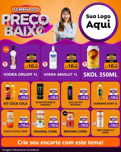 Modelo de Rede Social para Feed Instagram com o tema Semana do Preço Baixo para Distribuidora de bebidas