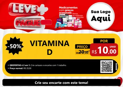 Modelo de Cartaz para Cartaz A4 Horizontal com o tema Leve Mais Pague Menos para Farmácia