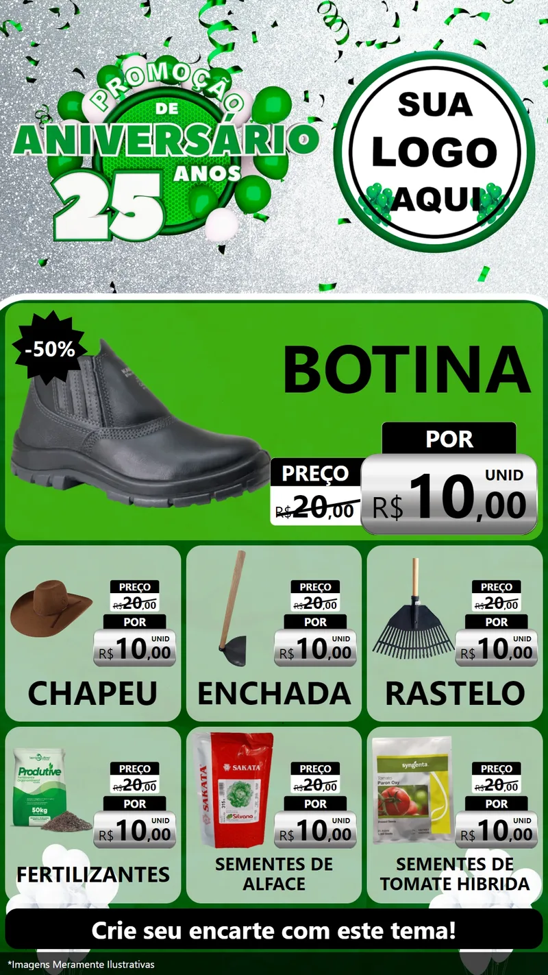 Modelo de Rede Social para Stories com o tema Promoção de Aniversário - 25 Anos para Agropecuária