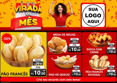 Modelo de Encarte para Encarte A4 Horizontal com o tema Virada de Mês para Padaria