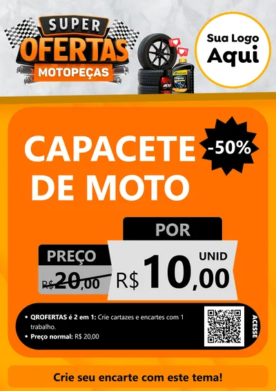 Modelo de Cartaz para Cartaz A4 Vertical com o tema Super Ofertas - Motopeças para Moto peças