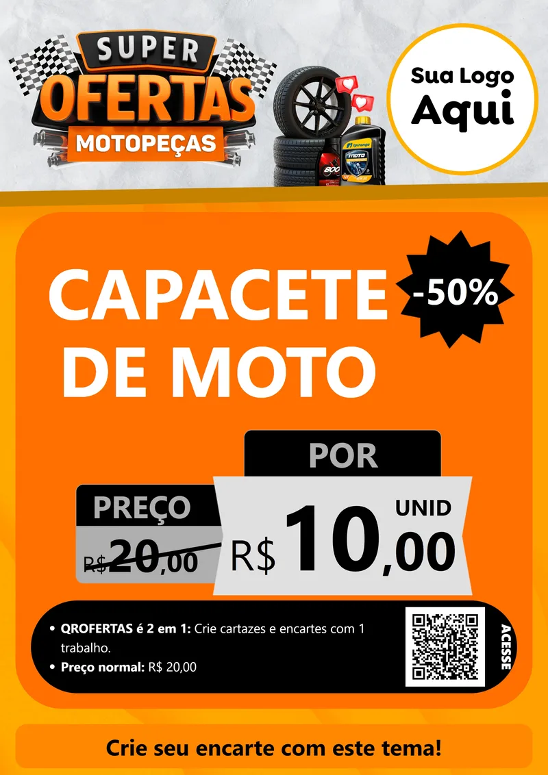 Modelo de Cartaz para Cartaz A4 Vertical com o tema Super Ofertas - Motopeças para Moto peças