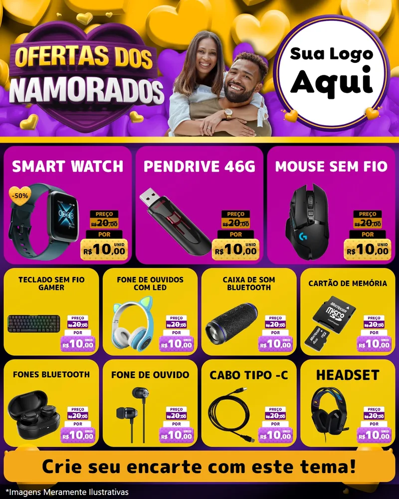 Modelo de Rede Social para Feed Instagram com o tema Oferta Dos Namorados para Informática