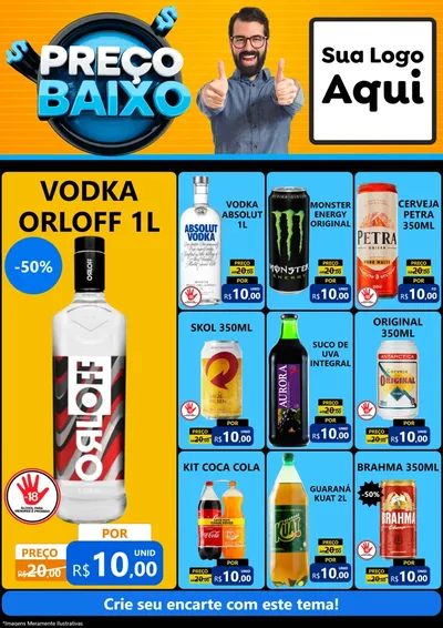 Modelo de Encarte para Encarte A4 Vertical com o tema Preço Baixo para Distribuidora de bebidas