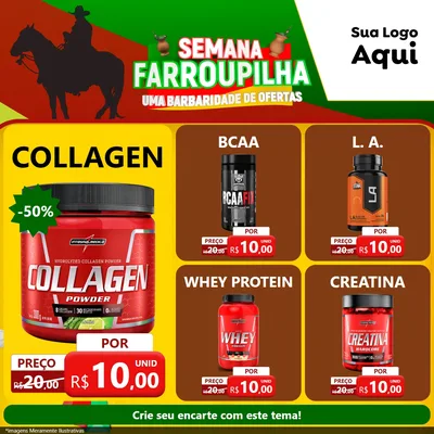 Modelo de Rede Social para Feed Facebook com o tema Semana Farroupilha - Uma Barbaridade de Ofertas para Suplementos alimentares