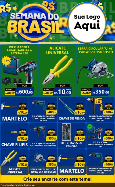 Modelo de Encarte para Encarte Grande com o tema Semana Do Brasil para Maquinas e Ferramentas