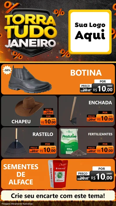 Modelo de TV para TV Vertical com o tema Torra Tudo Janeiro para Agropecuária