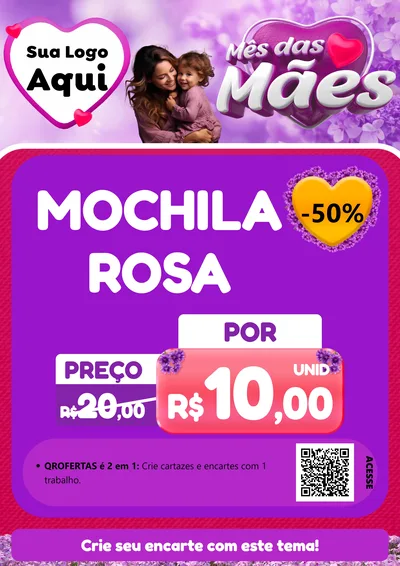 Modelo de Cartaz para Cartaz A4 Vertical com o tema Mês das Mães para Papelaria