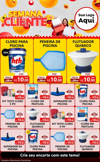 Modelo de Encarte para Encarte Grande com o tema Semana do Cliente para Produtos para Piscina