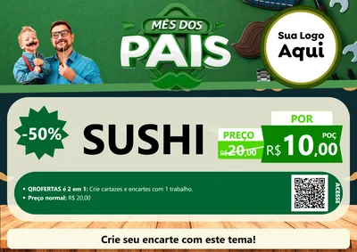 Modelo de Cartaz para Cartaz A4 Horizontal com o tema Mês dos Pais para Comida japonesa