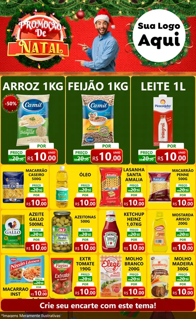 Modelo de Encarte para Encarte Grande com o tema Promoção de Natal para Supermercado